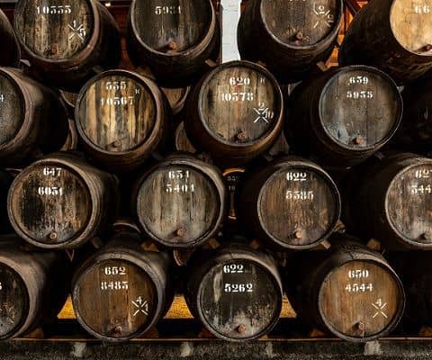 Taylor Fladgate Port wine cellars in the heart of the historic area of Vila Nova de Gaia, across the river from the old city centre of Oporto,...